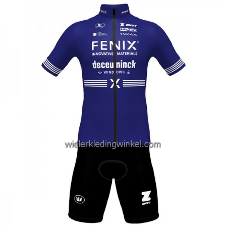 Set Fietsshirt + Korte Koersbroek 2023 Fenix-Deceuninck Donkerblauw